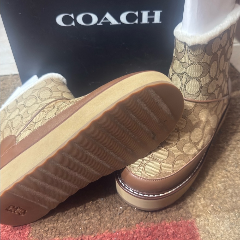 Coach Signature Tan and Brown Boots